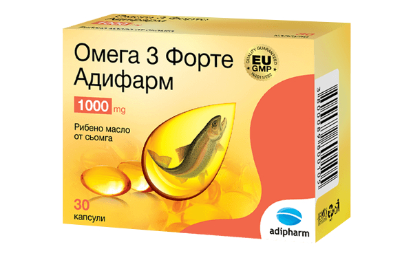 Омега 3 Форте Адифарм Рибено масло от сьомга 1000мг х 30 капсули