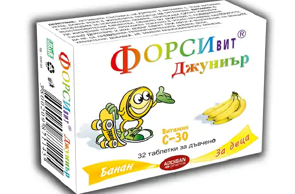 Форсивит Джуниър Витамин С-30 Вкус на банан 32 бр.