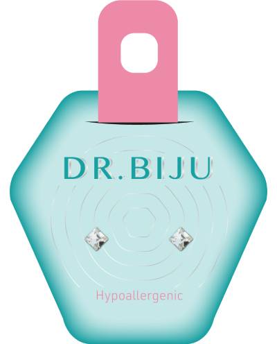 Dr.Biju Square Хипоалергенни обеци Crystal 4.0 мм