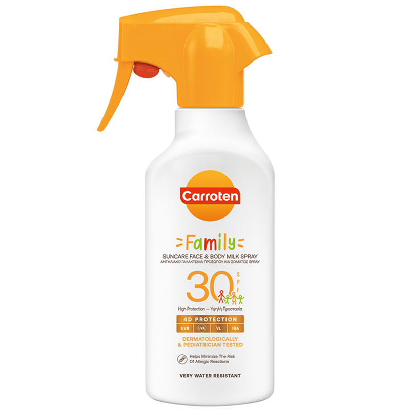 Carroten Family Слънцезащитно мляко за лице и тяло спрей SPF30 270 мл
