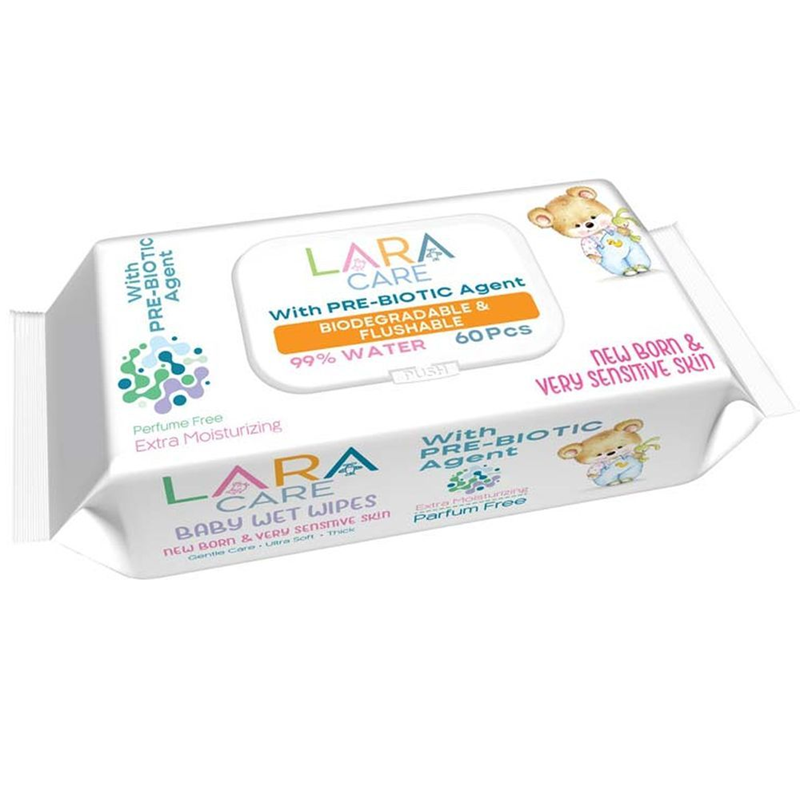 Lara Care пребиотик мокри кърпи 60 бр
