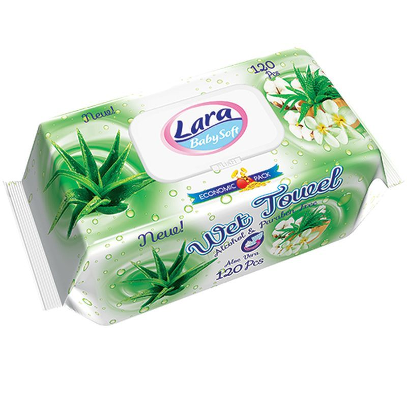Lara Family мокри кърпи с алое вера 120 бр