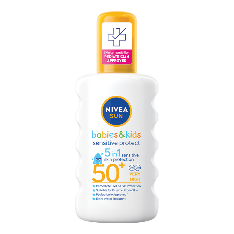 Nivea Sun Pure & sensitive Слънцезащитен спрей за бебета и деца SPF 50+ 200 мл