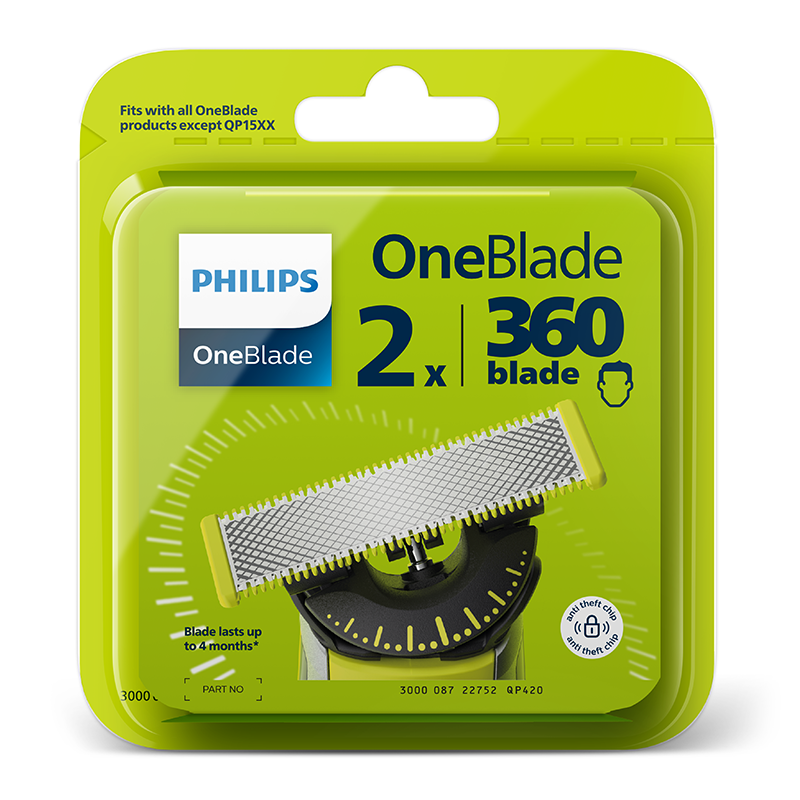 Lot De 2 Lames Recharge Originales PHILIPS OneBlade 360 Réf. QP420/50 - Neuf Pour Rasoir Visage
