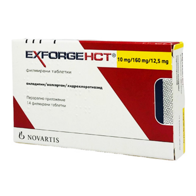 ЕКСФОРДЖ HCT FCT 10МГ/160МГ/12,5 МГ Х 14