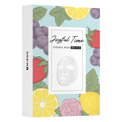Mizon Joyful Time 3 текстилни маски с алое + 3 озаряващи с витамин C
