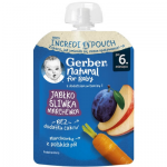 Gerber Пюре от ябълка, слива и морков 80 гр пауч
