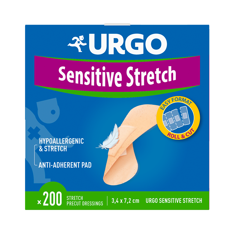 Urgo Sensitive Stretch Мултиразтегаем пластир 3,4 x 7,2 см 200 бр